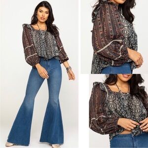 FREE PEOPLE MOSTLY MEADOW BLOUSE top size M bohemian